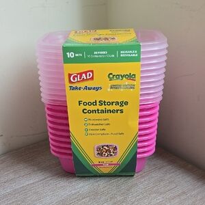 NEW GLAD Crayola Limited Edition Pink Food Storage Containers 8 oz